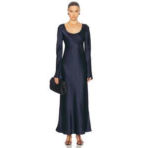 Elegant Navy Blue Long Sleeve Dress